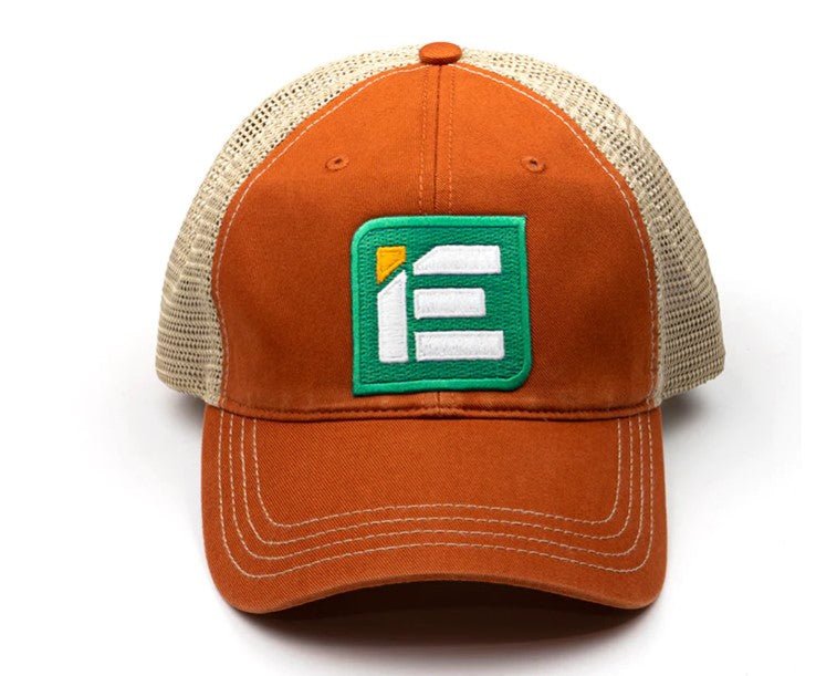 IE Twill Snapback Trucker Hat | Classic Black & White | Orange & Kahaki