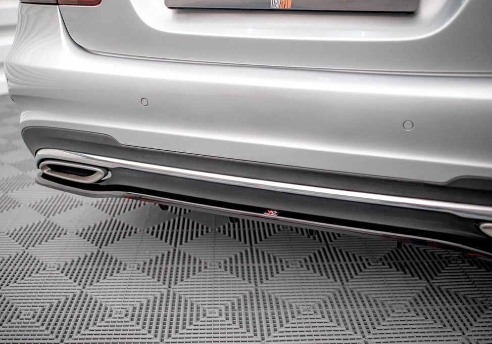 Maxton Design Central Rear Splitter (Vertical Bars) Mercedes E AMG-Line Saloon W212 Facelift (2012-2016)