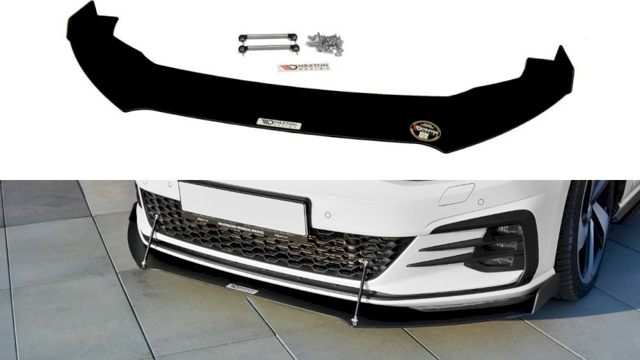 Maxton Design Racing Front Splitter With Tie Bars V.2 For Volkswagen Golf MK7.5 GTI/GTD/GTE (2017-2019)