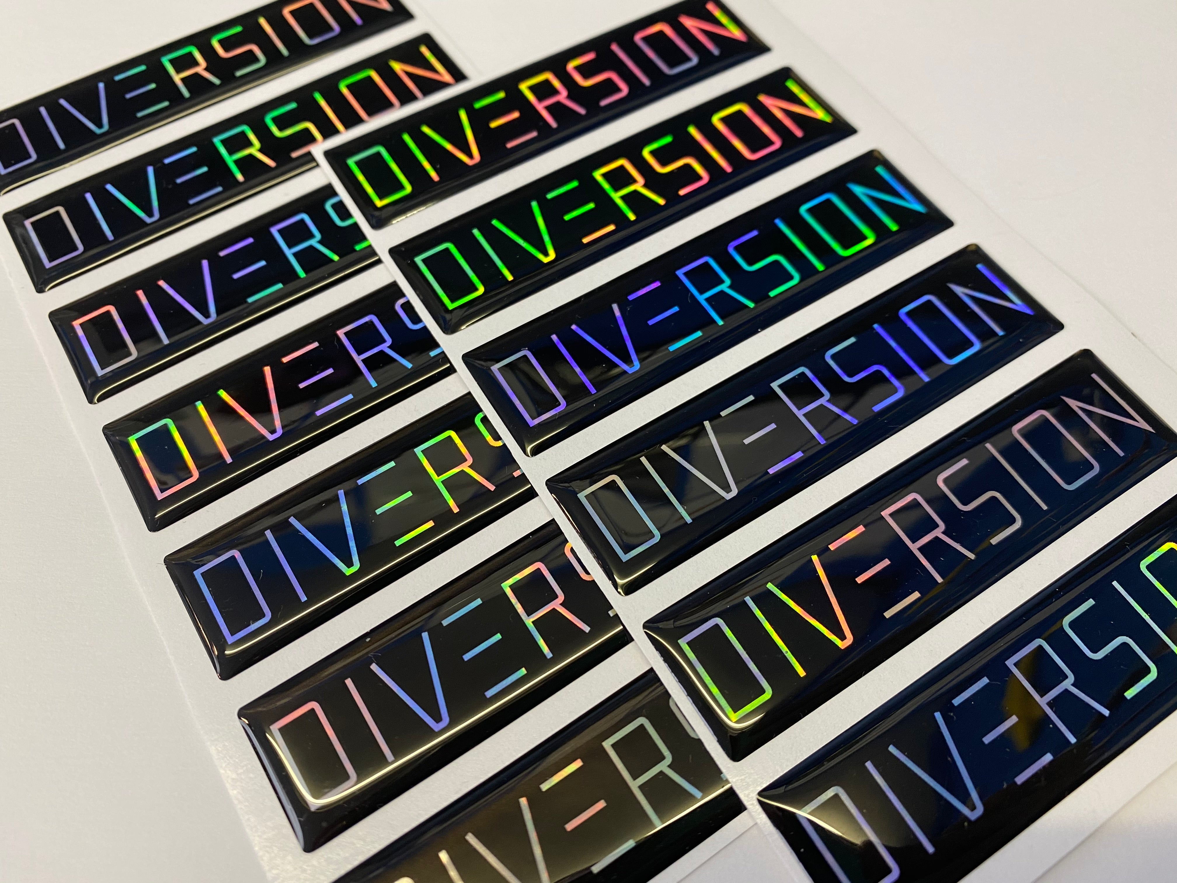 DIVERSION Oil Slick Gel Badge / Self Adhesive (8cm x 2cm)