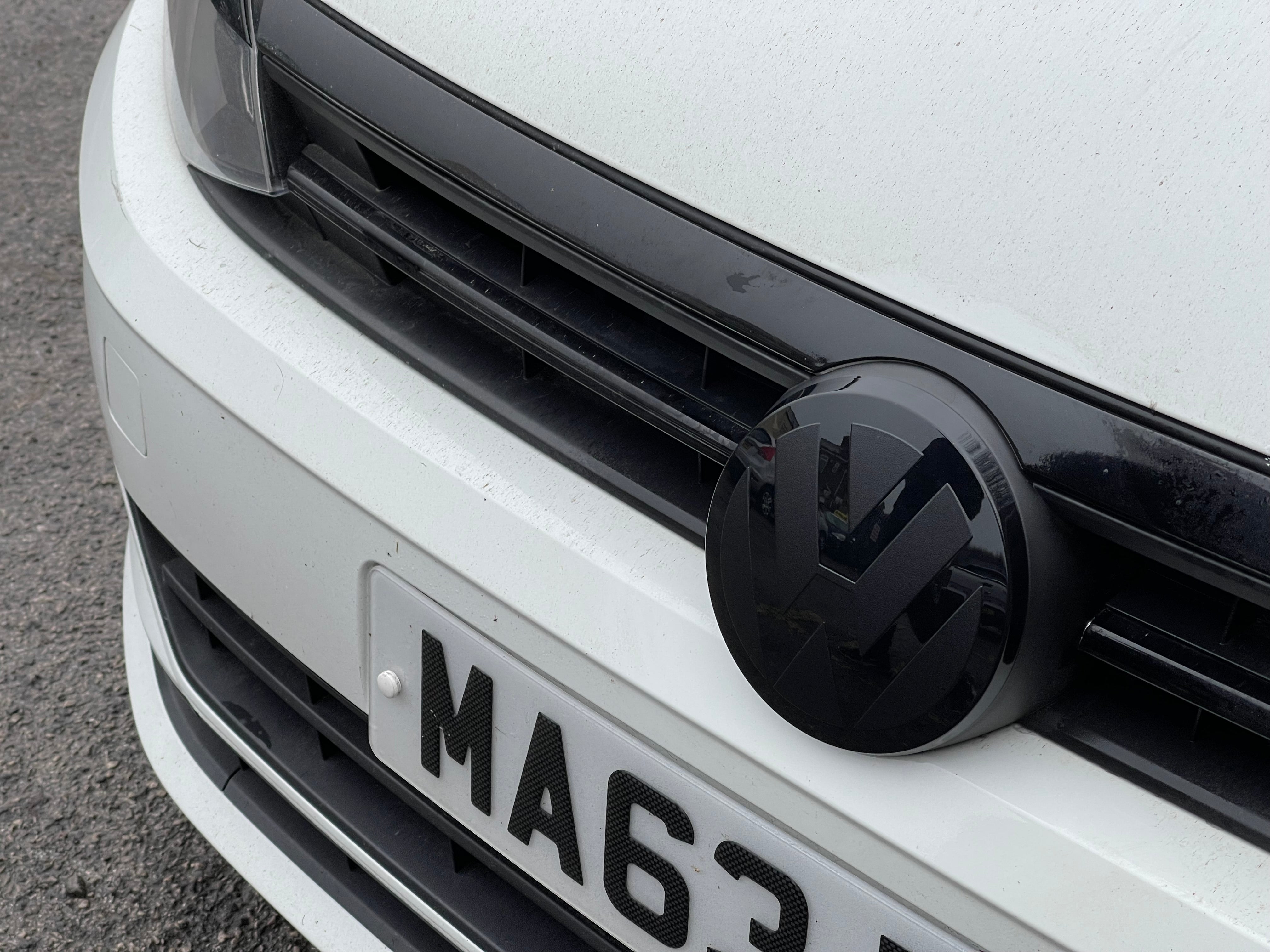 Volkswagen AW Polo MK6 / MK6.5 Black Transparent ACC RADAR Front and Rear Plastic Badge Overlays (2018+ Models)
