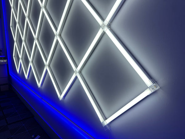 DIVEYE LED Wall / Ceiling Garage Bay Lighting Grid With Outline (Various Colours)