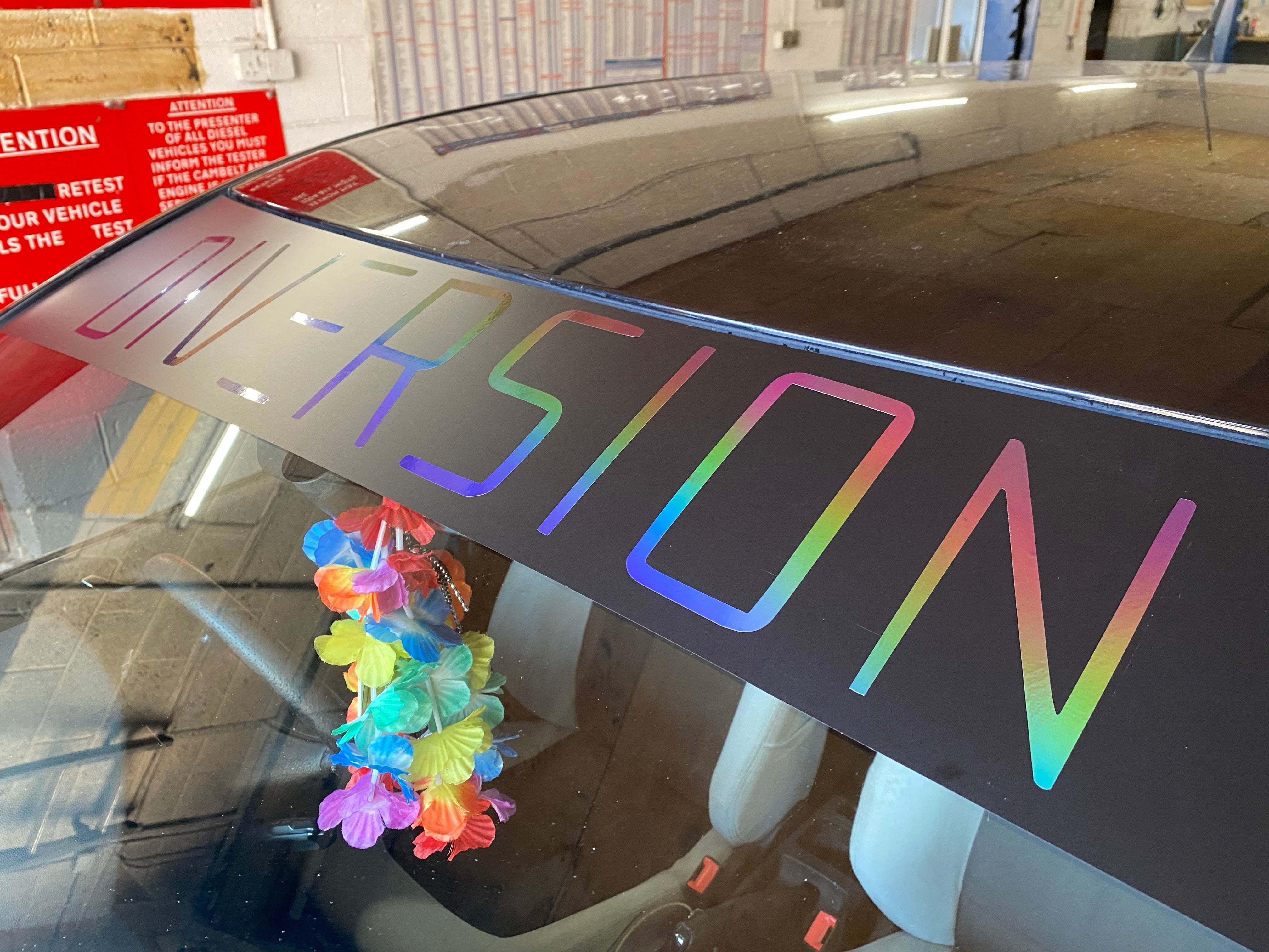 DIVERSION Sun Strip / Window Banner (BLACK OIL SLICK/MULTICOLOURED)