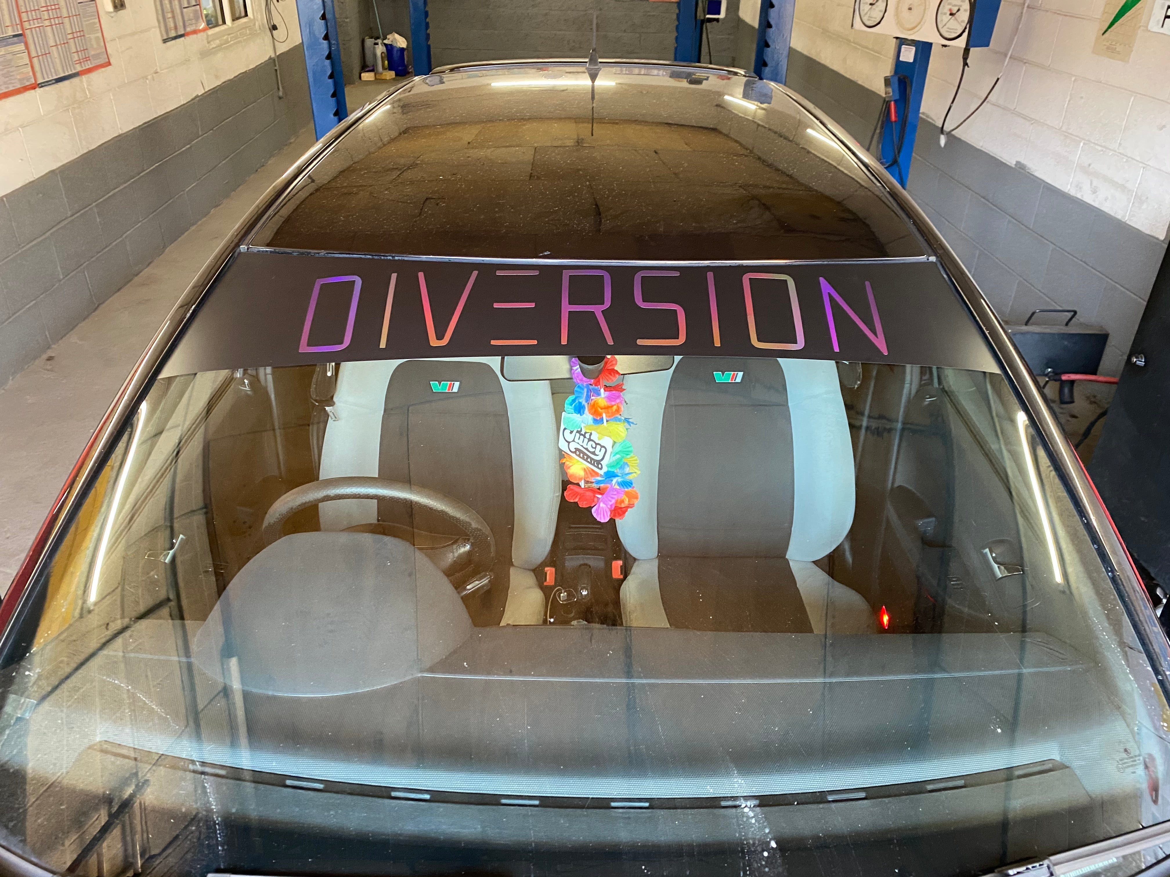 DIVERSION Sun Strip / Window Banner (BLACK OIL SLICK/MULTICOLOURED)