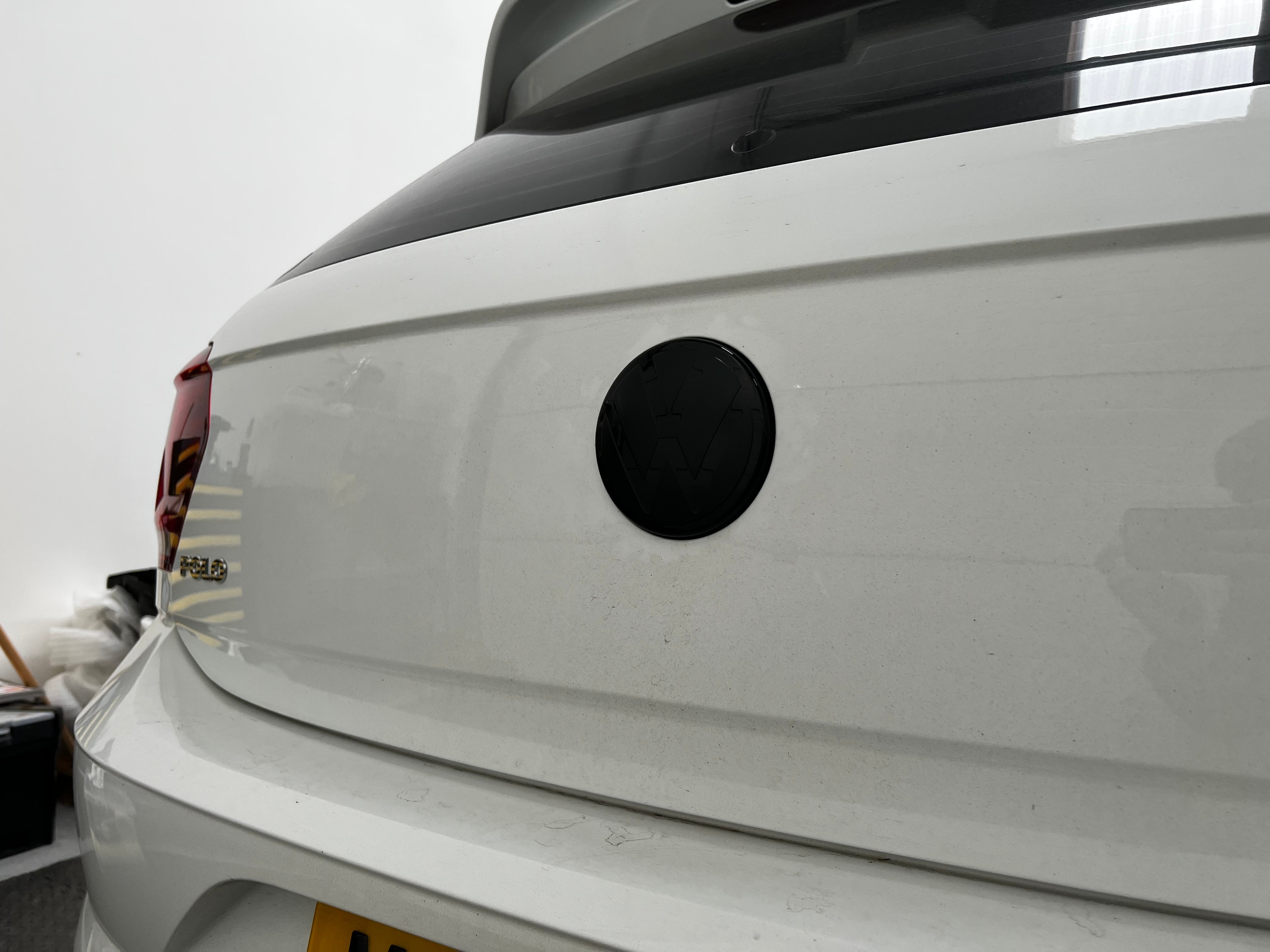 Volkswagen AW Polo MK6 / MK6.5 Black Transparent ACC RADAR Front and Rear Plastic Badge Overlays (2018+ Models)