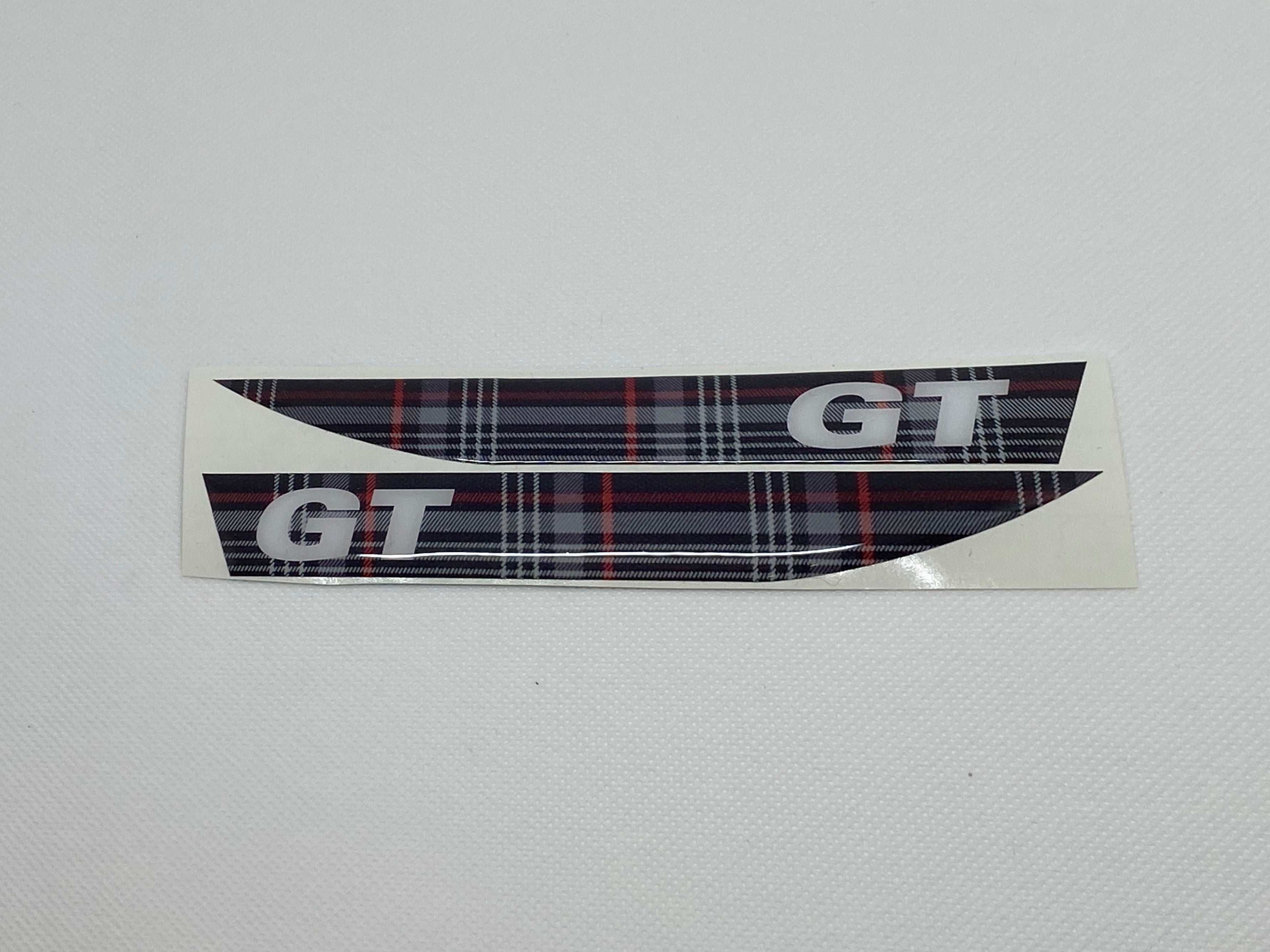 Volkswagen 'GT’ Tartan / White Side Repeater Gel Badges (PAIR)