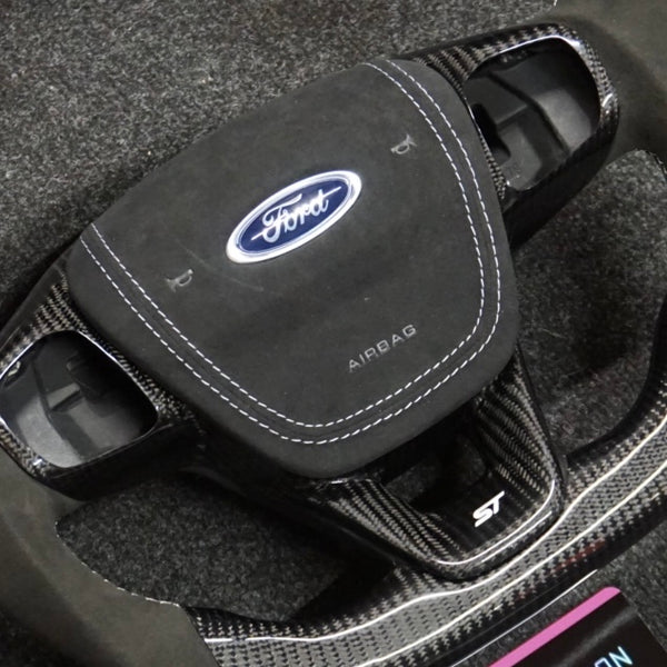 Ford Fiesta MK8 / MK8.5 Premium Alcantara Stitched Steering Wheel Airbag Cover (DIVERSION)