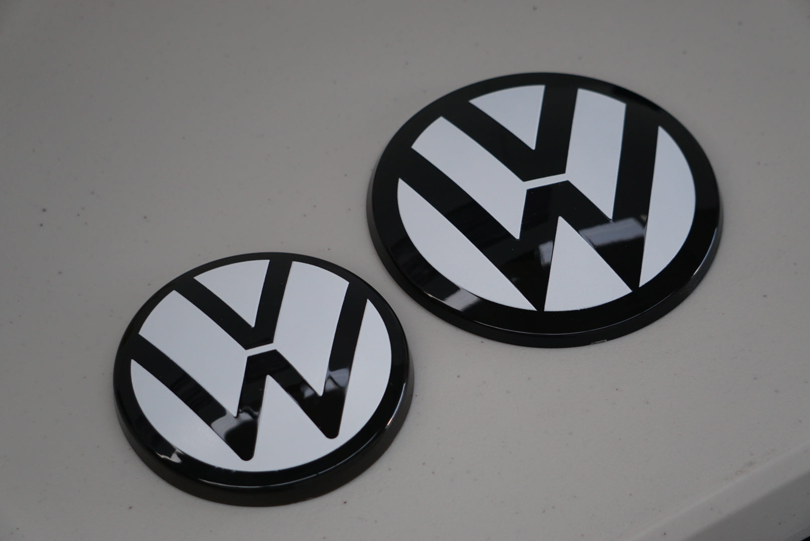 Volkswagen AW Polo MK6 / MK6.5 Black / White ACC RADAR Front and Rear Plastic Badge Overlays (2018+ Models)