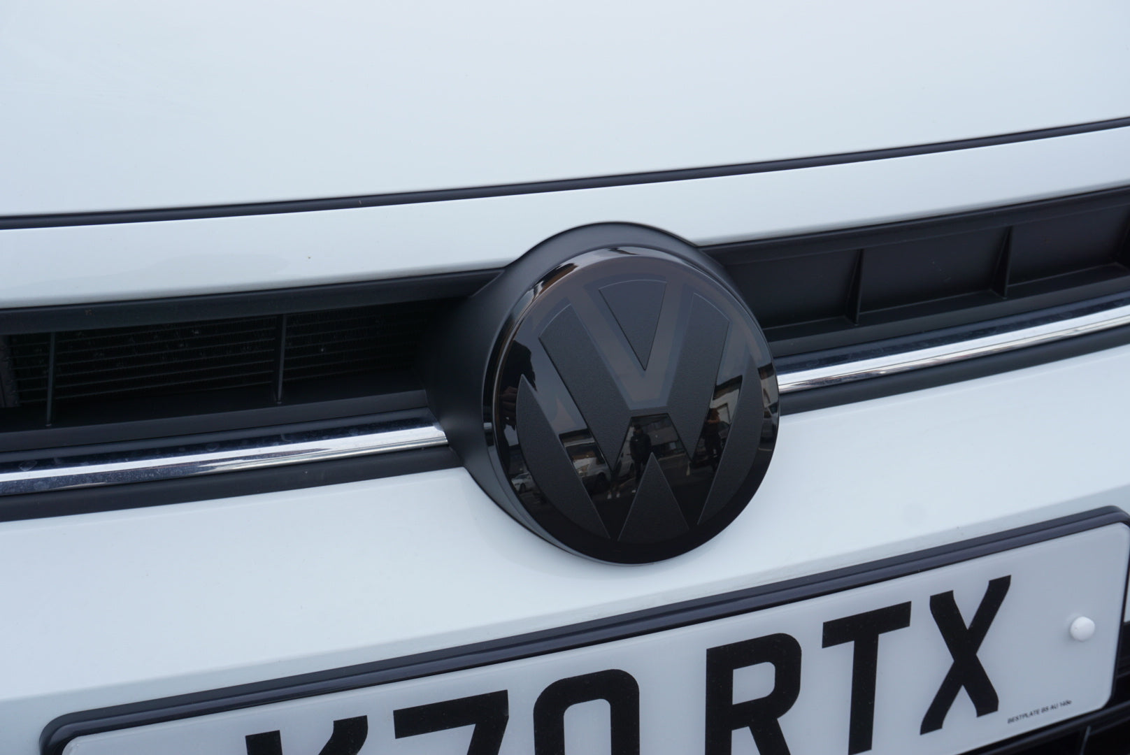 Volkswagen AW Polo MK6 / MK6.5 Black Transparent ACC RADAR Front and Rear Plastic Badge Overlays (2018+ Models)