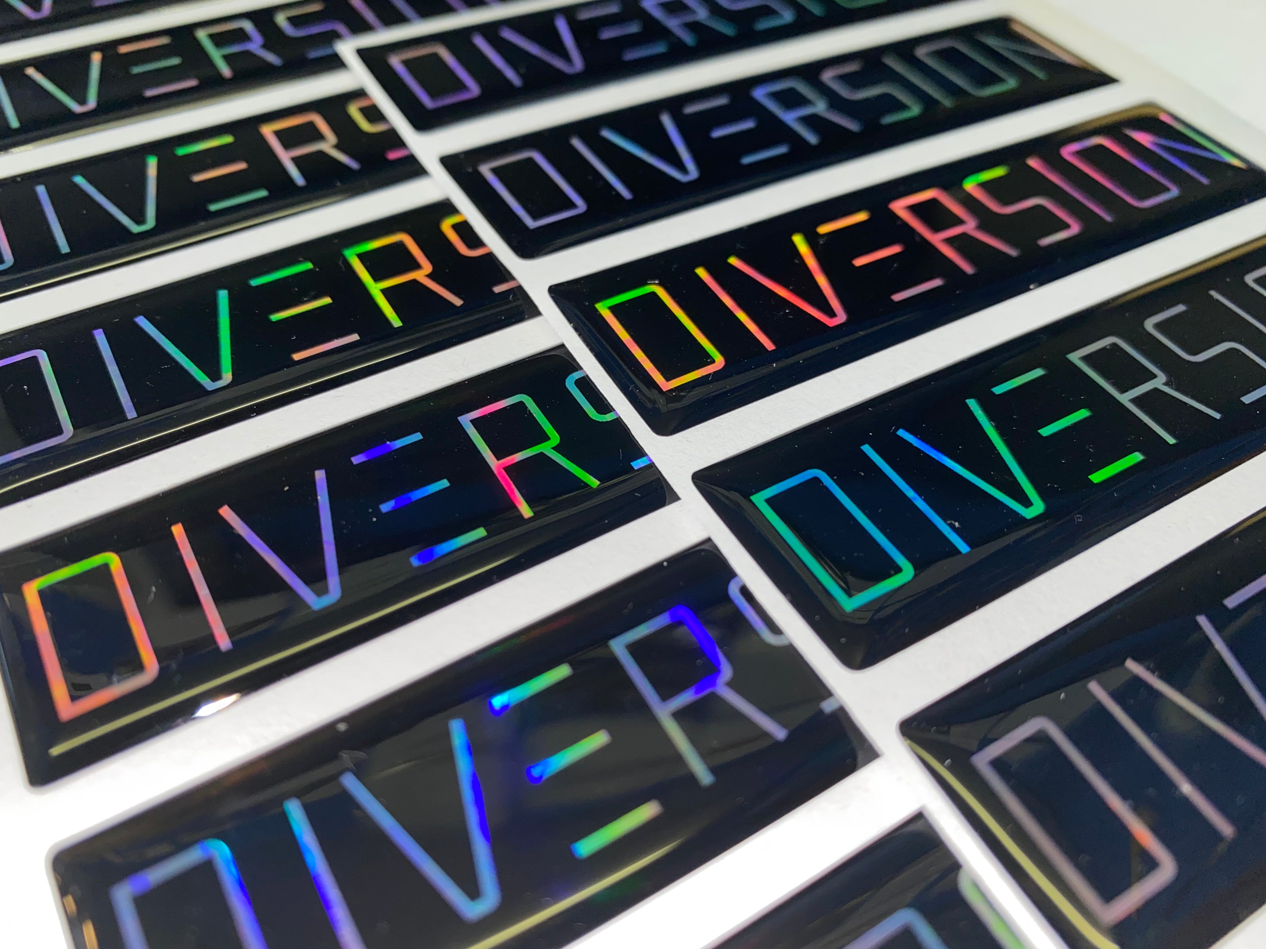 DIVERSION Oil Slick Gel Badge / Self Adhesive (8cm x 2cm)