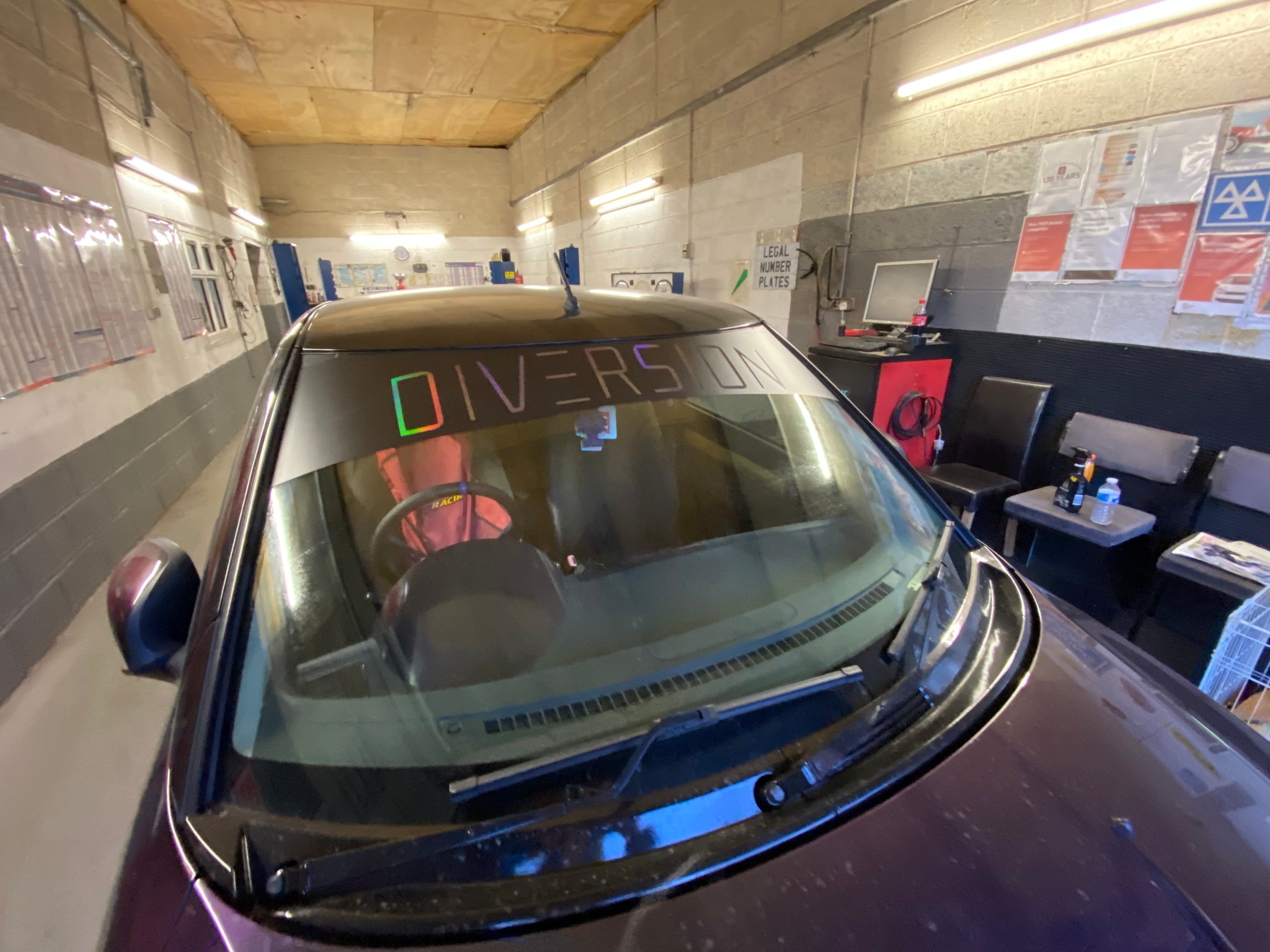 DIVERSION Sun Strip / Window Banner (BLACK OIL SLICK/MULTICOLOURED)