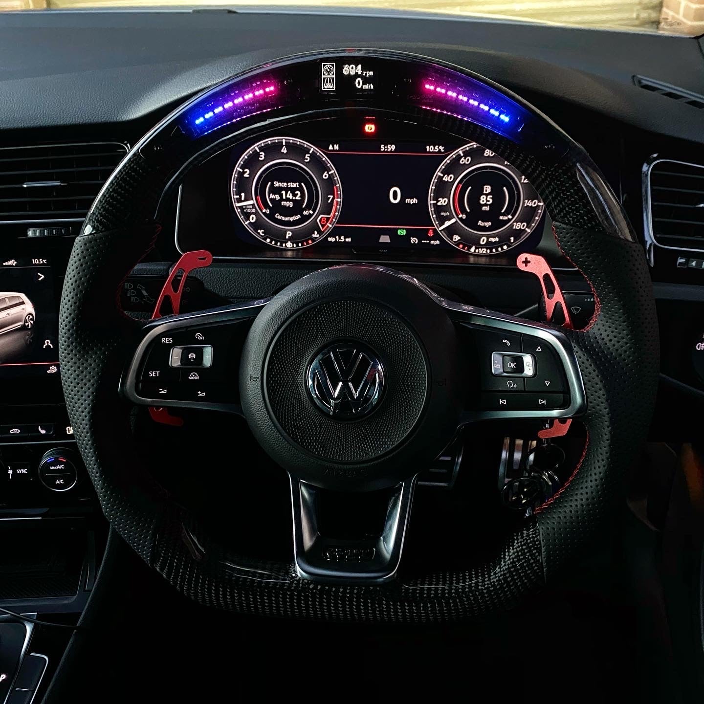 Volkswagen Golf MK7 / MK7.5 GTI / R LED Display Carbon Fibre Steering Wheel (LED CUSTOM / 2013 - 2020 Models)