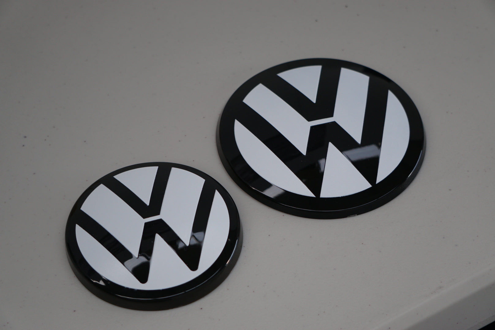 Volkswagen AW Polo MK6 / MK6.5 Black / White ACC RADAR Front and Rear Plastic Badge Overlays (2018+ Models)