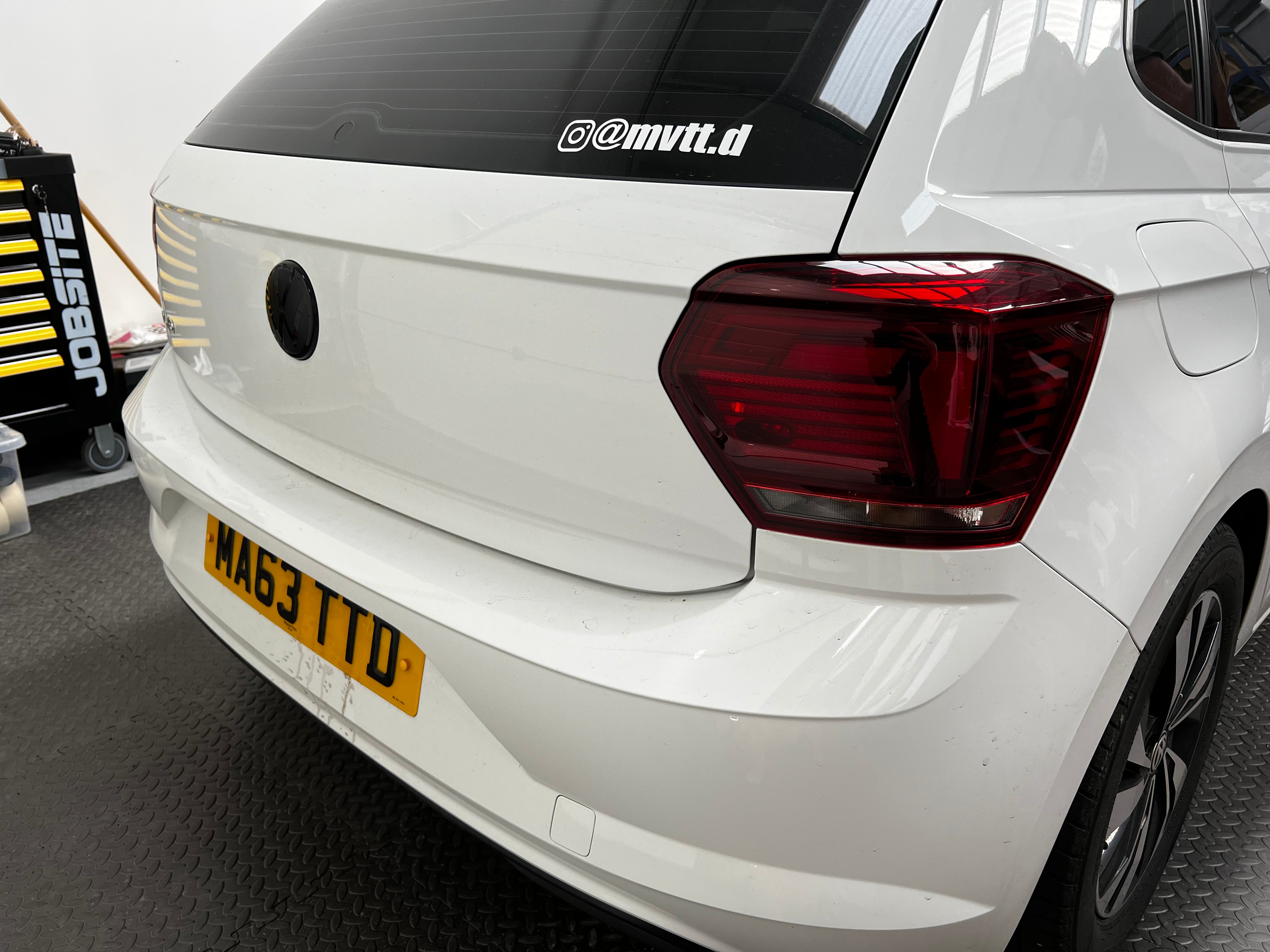 Volkswagen AW Polo MK6 / MK6.5 Black Transparent ACC RADAR Front and Rear Plastic Badge Overlays (2018+ Models)