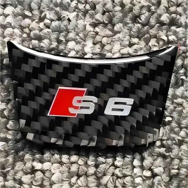 Audi Steering Wheel Trim Logo Genuine Carbon Fibre (Multiple Models)