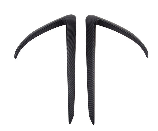 Tesla Model 3 Front Gloss Black / Carbon Fibre Look Canard Set (2017 Onwards)