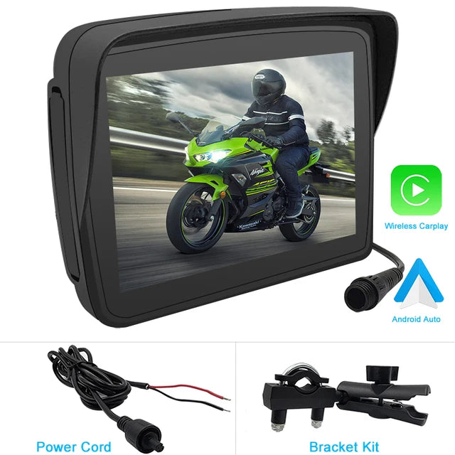Motorcycle / ATV Wireless Apple Carplay / Android Auto Display & Bracket Kit IPX7 (Waterproof)