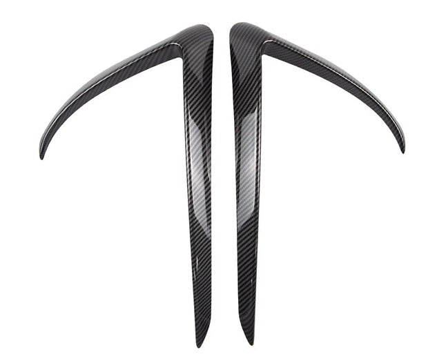 Tesla Model 3 Front Gloss Black / Carbon Fibre Look Canard Set (2017 Onwards)