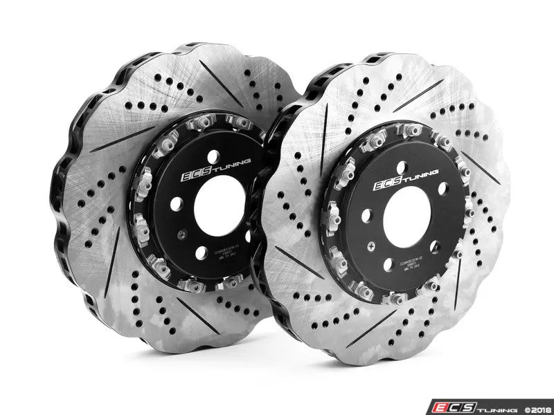 ECS Front & Rear 2-Piece Scalloped Brake Rotor Kit - Audi S4 and S5 B8