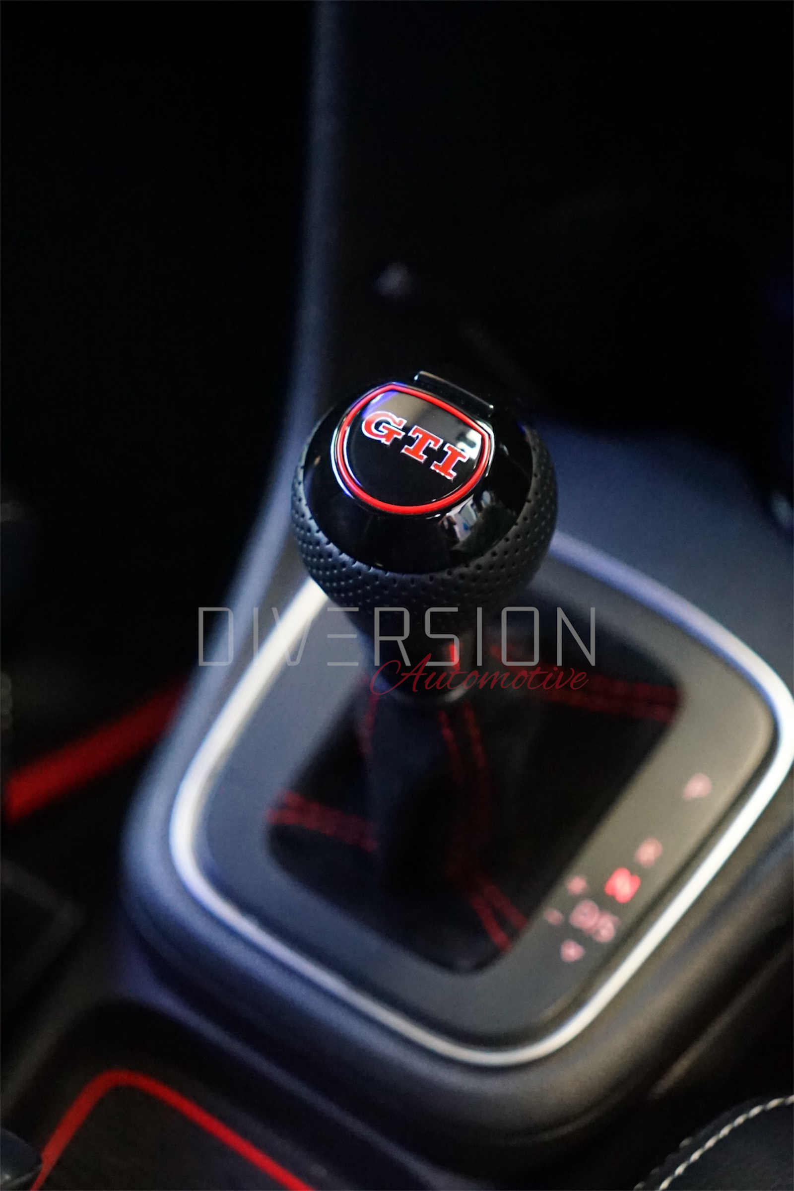 Volkswagen VW DSG Round Gear Selector Knob Perforated Leather GTI / R / R Line Logo