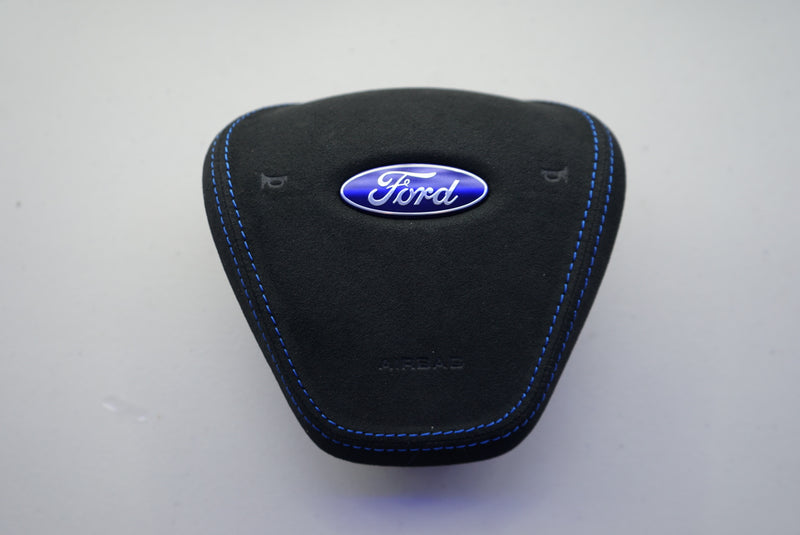 IN STOCK - Ford Fiesta MK7 / MK7.5 Airbag Cover (Alcantara + Blue Stitching) - FIESTAMK7AB1