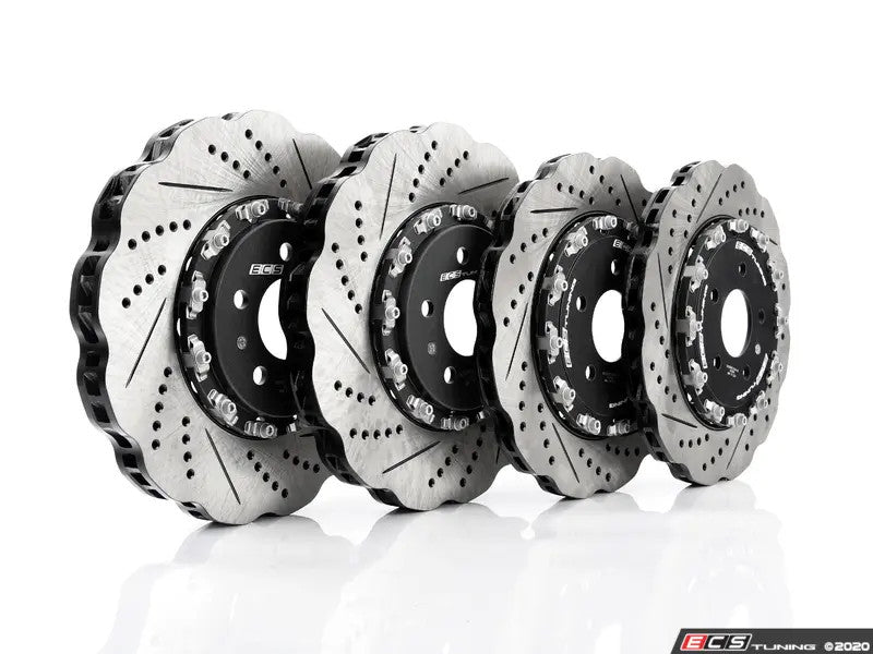 ECS Front & Rear 2-Piece Scalloped Brake Rotor Kit - Audi S4 and S5 B8