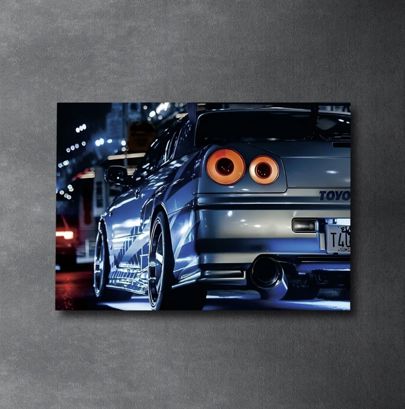 NISSAN SKYLINE R-34 LED Acrylic Wall Art / 60x40cm - DIVERSION