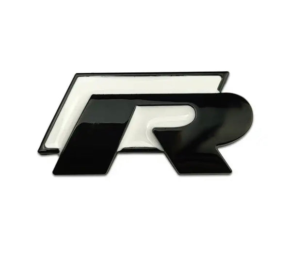 Volkswagen 'R' Front & Rear Badge / Emblem (Black + White)