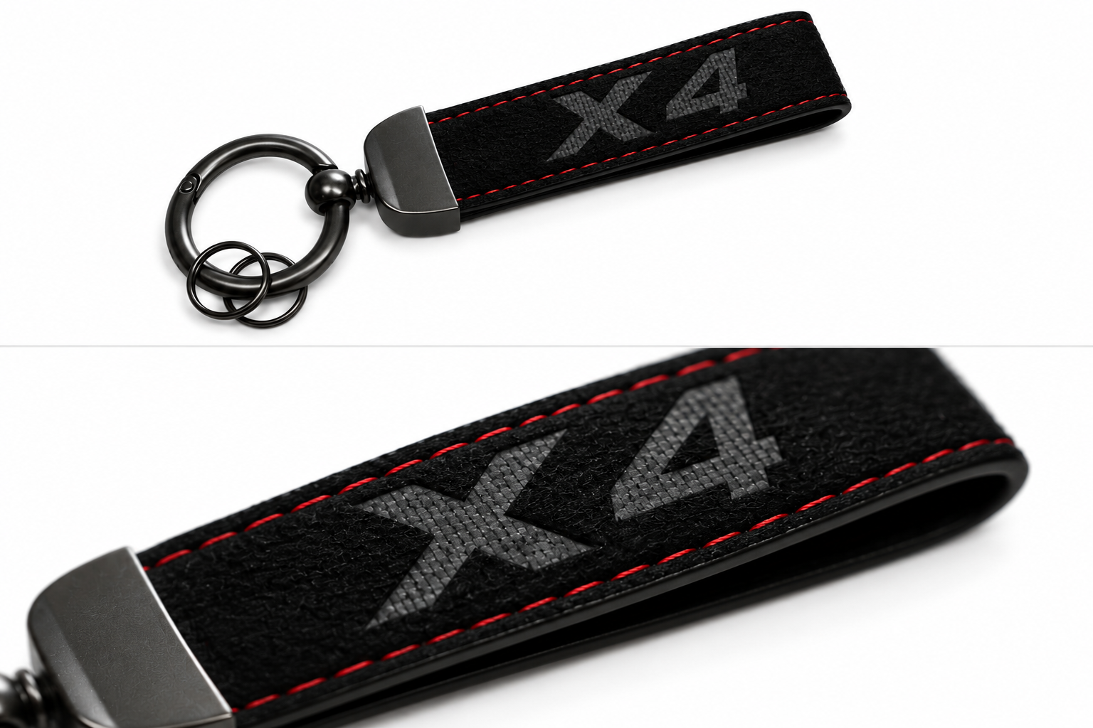 BMW X4 Logo Alcantara Keyring (Black + Red)