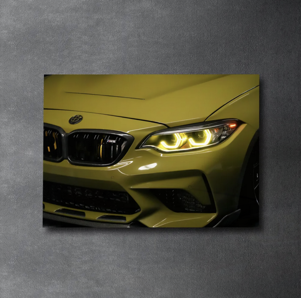 BMW M2 F87 YELLOW LED Acrylic Wall Art / 60x40cm - DIVERSION