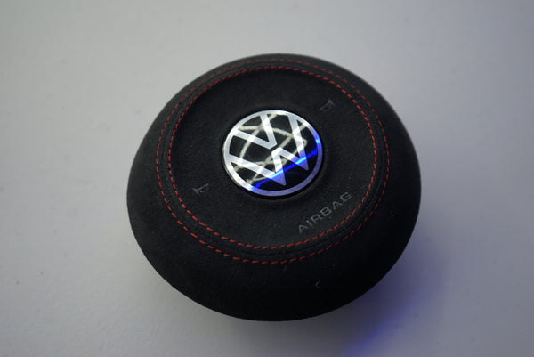 IN STOCK - VW Volkswagen Golf / Polo / Scirocco Circular Airbag Cover (Alcantara + Red Stitching)