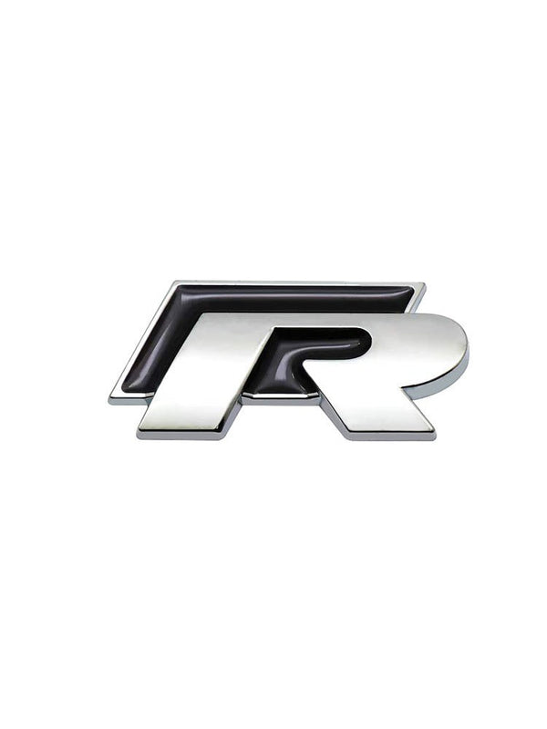 Volkswagen 'R' Front & Rear Badge / Emblem (Silver + Black OEM)