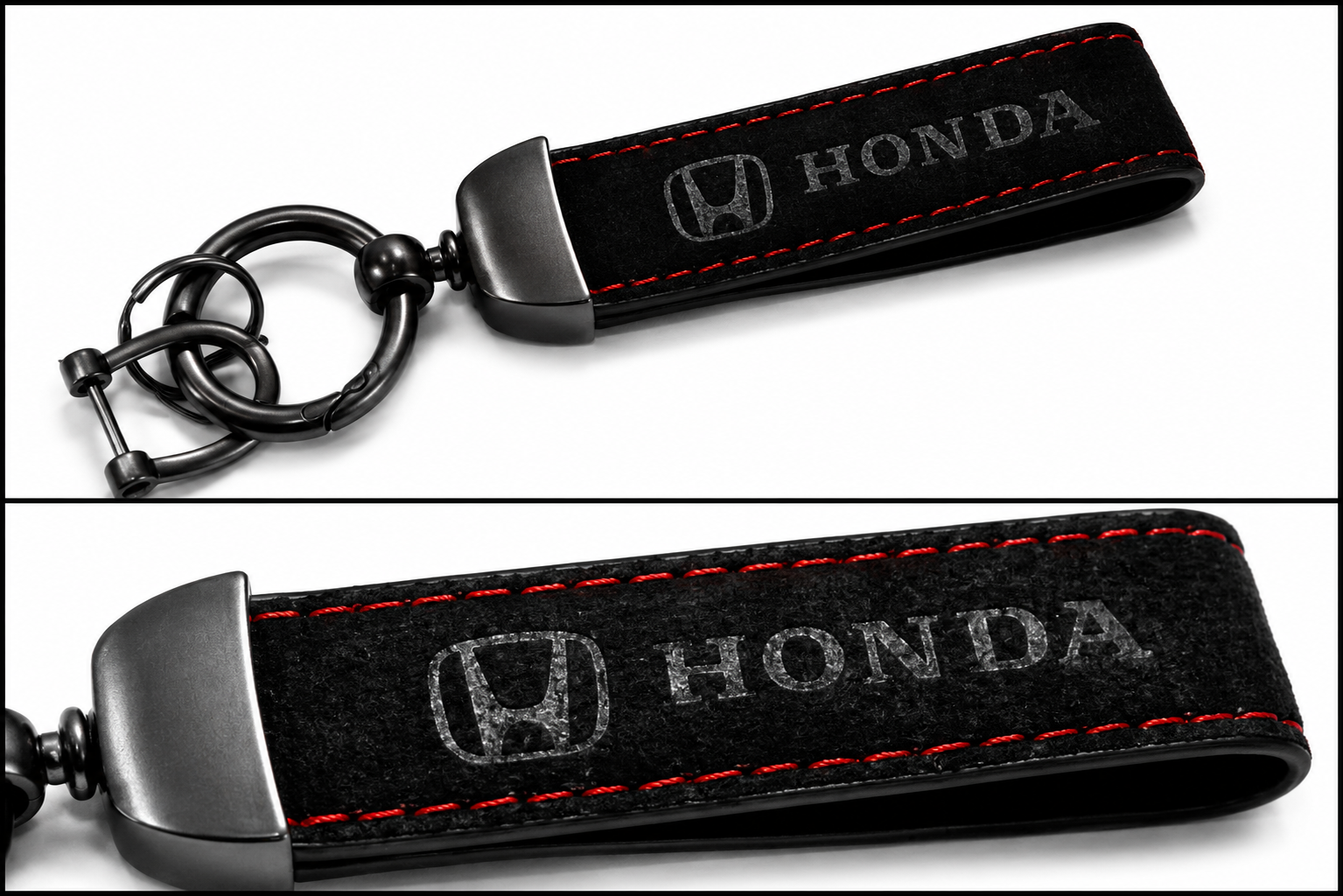 HONDA Logo Alcantara Keyring (Black + Red)