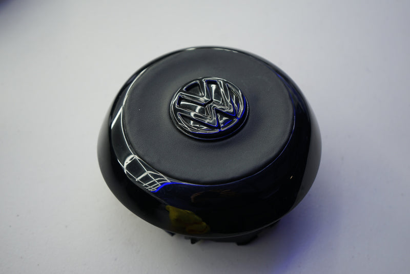 IN STOCK - VW Volkswagen Golf / Polo / Scirocco Circular Airbag Cover (Black Gloss + Leather + Black Badge)