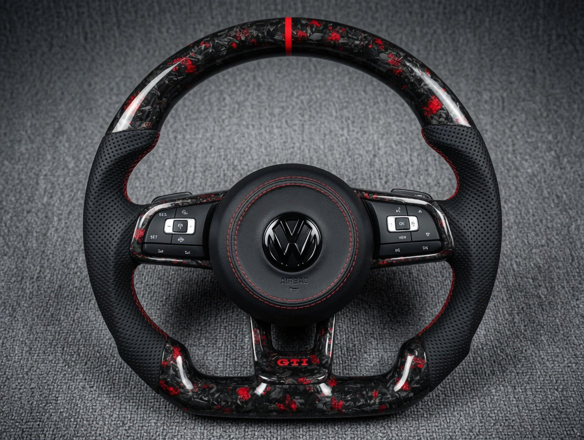 Volkswagen Golf MK7 / MK7.5 Polo MK5 / MK6 Custom Carbon Steering Wheel - SWVWGTIR45