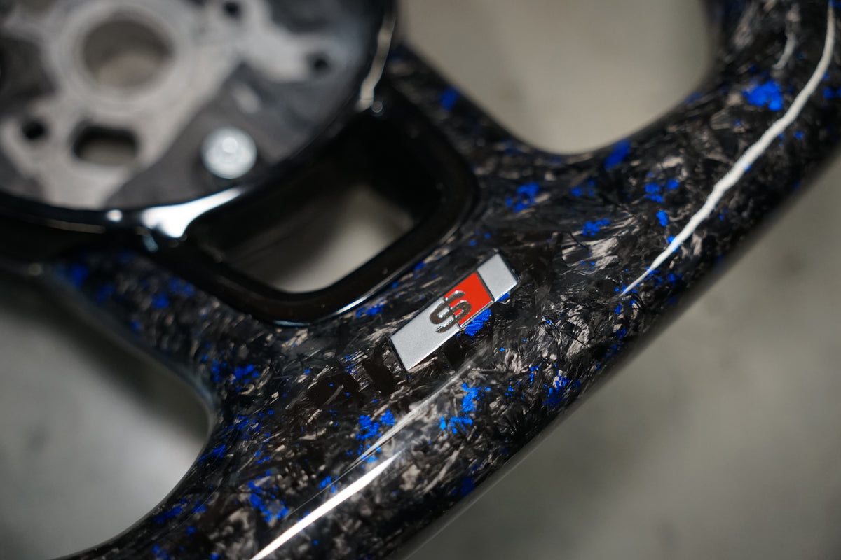 Audi A4 S4 RS4 / A5 S5 RS5 B9 Forged Carbon + Blue Flake Steering Wheel (IN STOCK / SWAUDIB91)