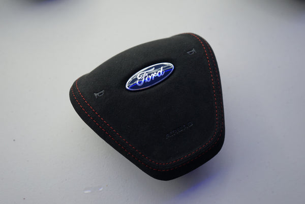IN STOCK - Ford Fiesta MK7 / MK7.5 Airbag Cover (Alcantara + Red Stitching) - FIESTAMK7AB2