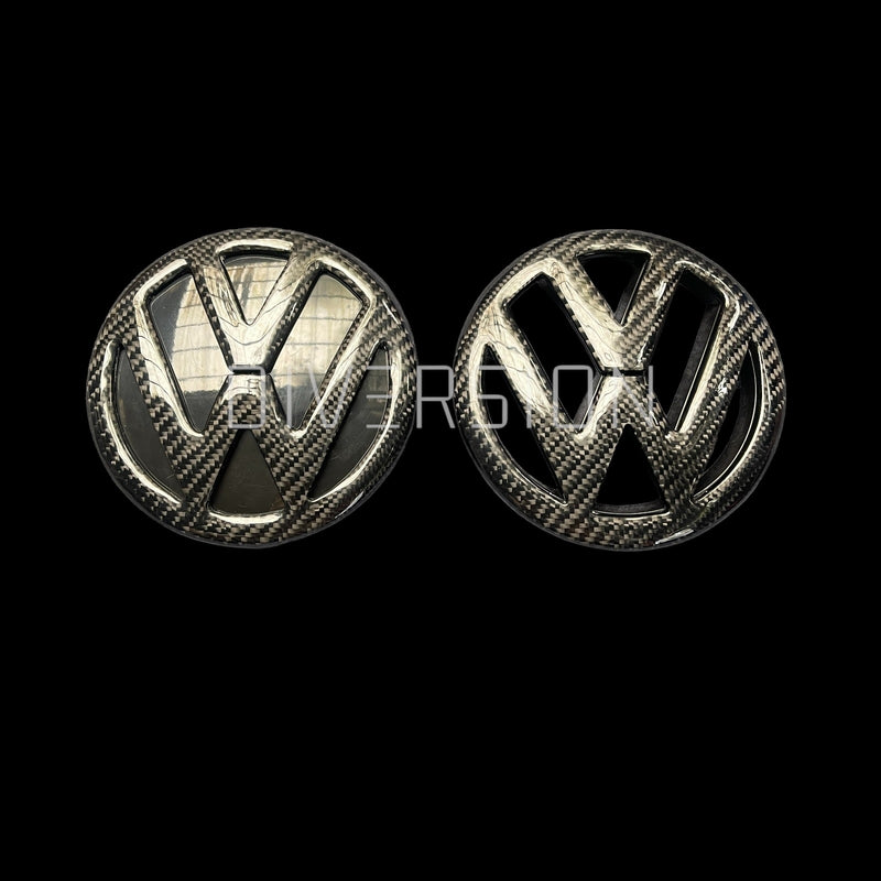 Volkswagen Polo MK5 6R / 6C Front And Rear Carbon Fibre Badges (2009 - 2017 Models)