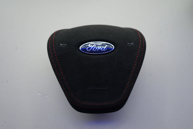 IN STOCK - Ford Fiesta MK7 / MK7.5 Airbag Cover (Alcantara + Red Stitching) - FIESTAMK7AB2
