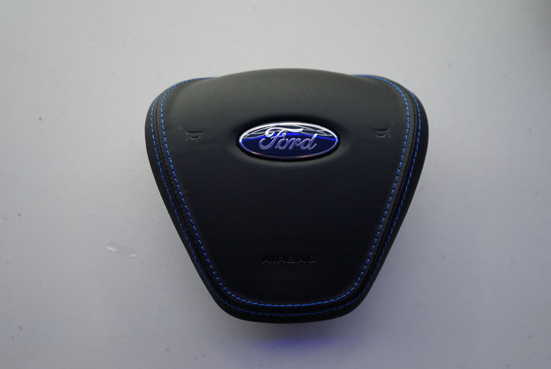 IN STOCK - Ford Fiesta MK7 / MK7.5 Airbag Cover (Leather + Blue Stitching) - FIESTAMK7AB3