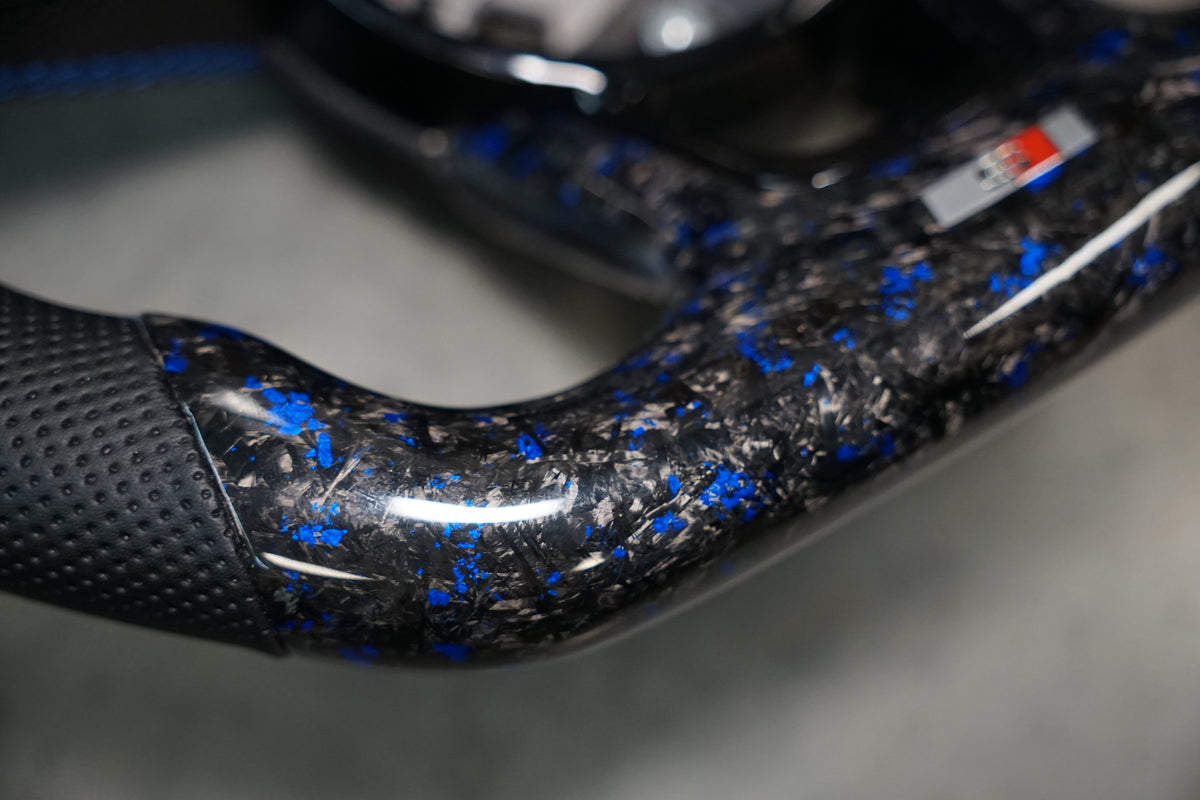 Audi A4 S4 RS4 / A5 S5 RS5 B9 Forged Carbon + Blue Flake Steering Wheel (IN STOCK / SWAUDIB91)