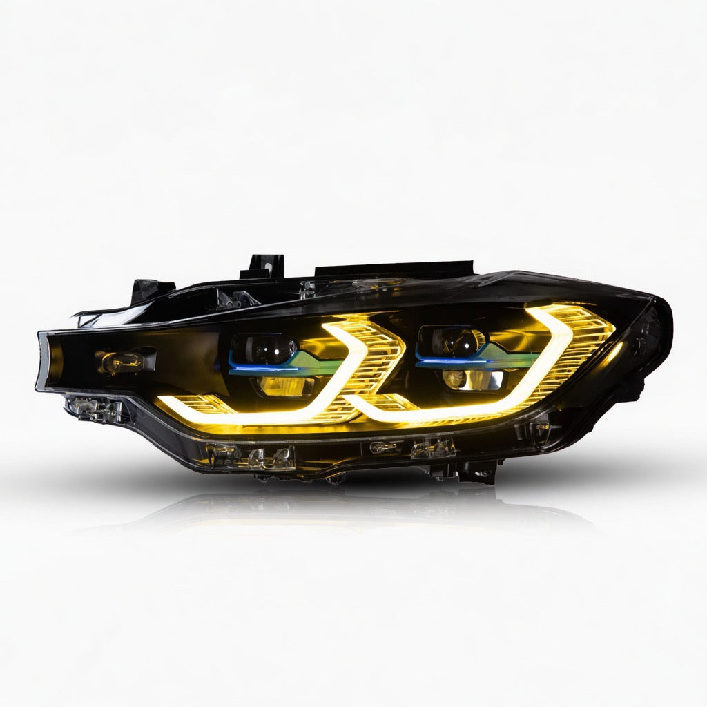 BMW 3 Series Dual Colour White | Yellow DRL Laser Projector Style LED Headlights (F30/F31 Models-2018)