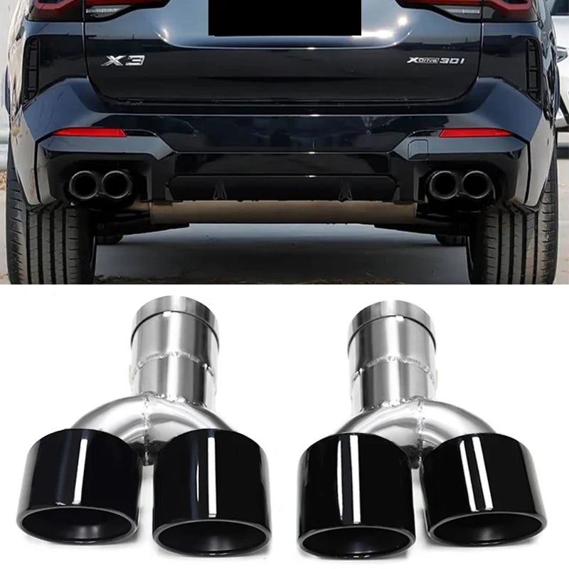 Quad Exhaust Tailpipes For BMW G01 X3 G02 X4 30i 2.0T 2022-2023 Petrol Carbon Fiber Tailpipe Muffler Exhaust System