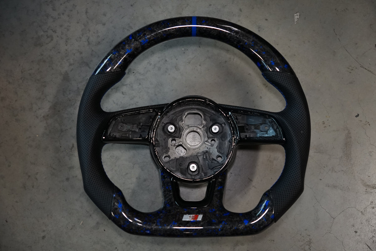 Audi A4 S4 RS4 / A5 S5 RS5 B9 Forged Carbon + Blue Flake Steering Wheel (IN STOCK / SWAUDIB91)