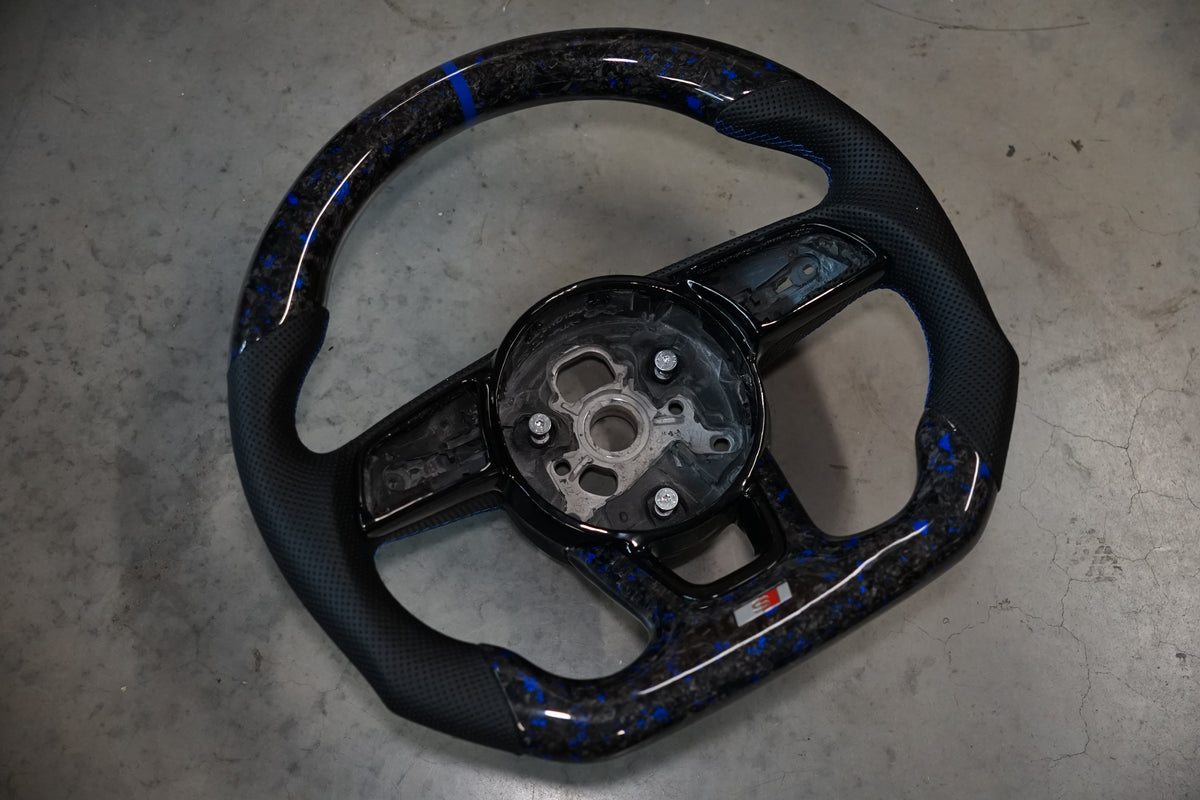 Audi A4 S4 RS4 / A5 S5 RS5 B9 Forged Carbon + Blue Flake Steering Wheel (IN STOCK / SWAUDIB91)