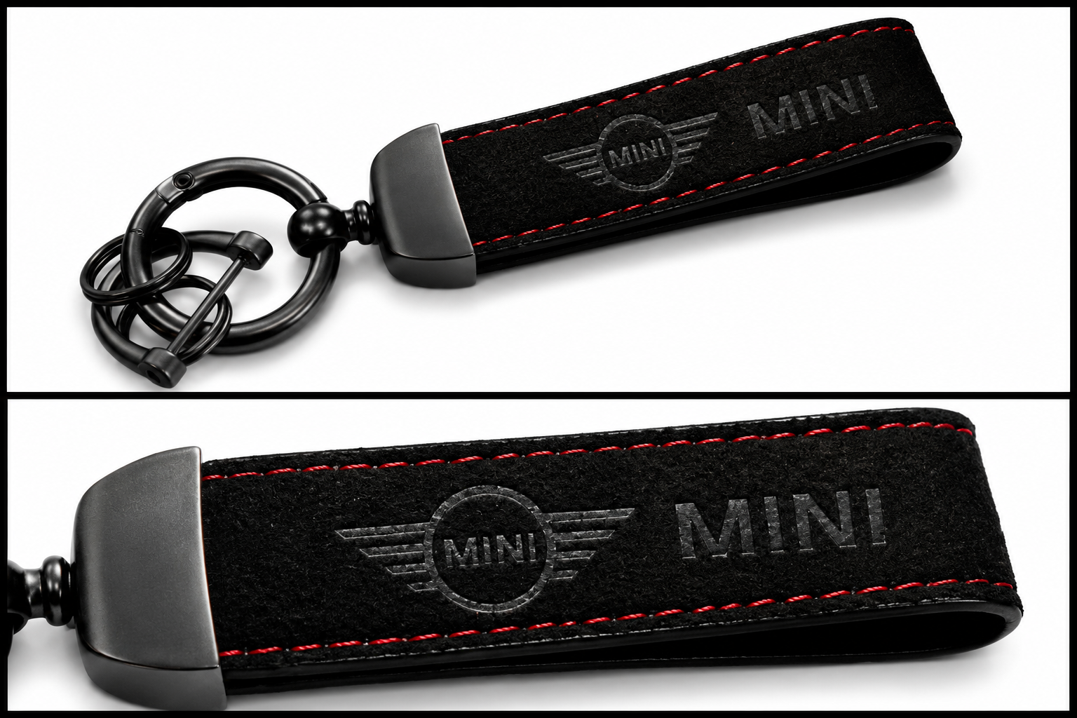MINI Logo Alcantara Keyring (Black + Red)