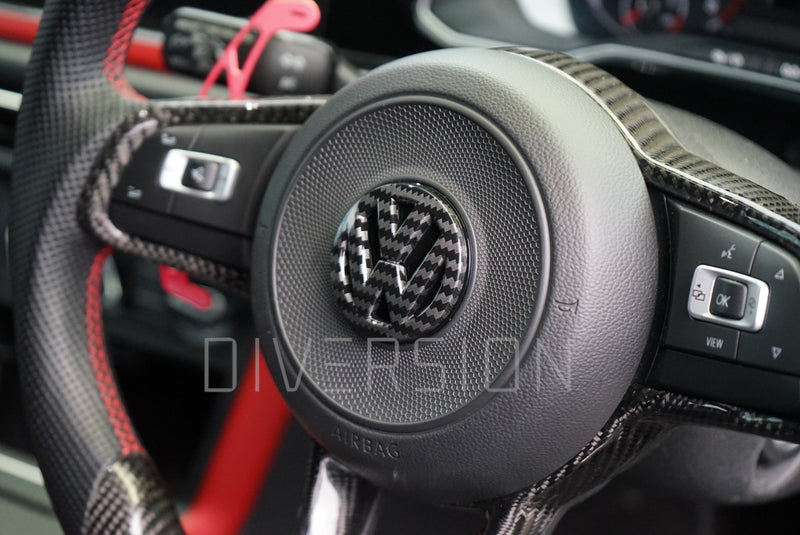 Volkswagen Steering Wheel 'VW' Badge / Logo Overlay (GTI / R / R Line / GTE /GTD - 5cm)