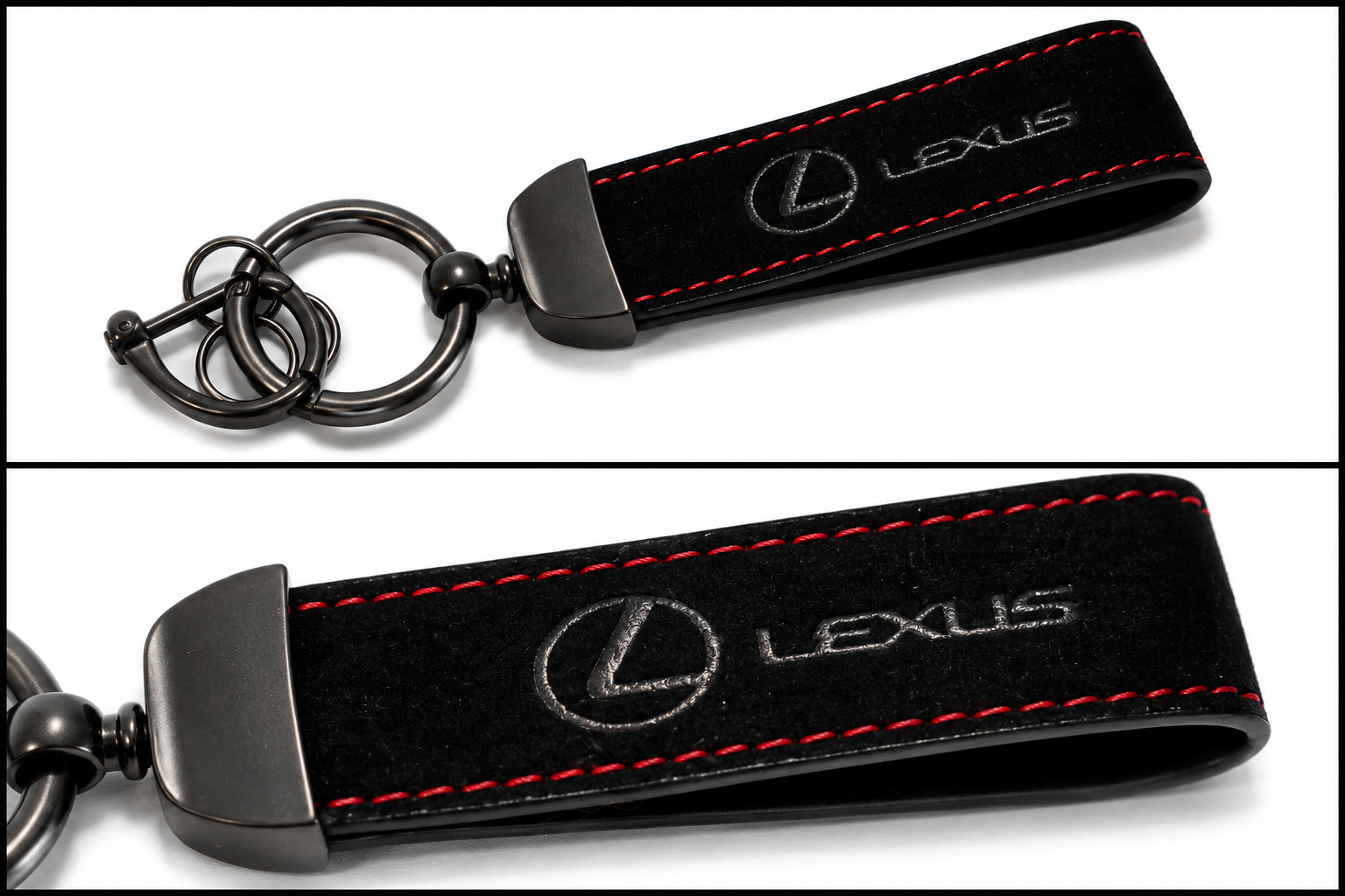 LEXUS Logo Alcantara Keyring (Black + Red)
