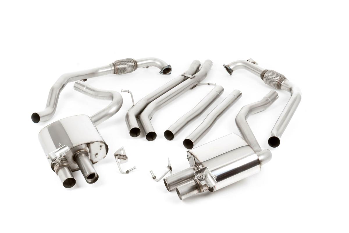 Audi S5 (B9) Non-Resonated Cat-Back Exhaust System with Quad GT-100 Polished Trims