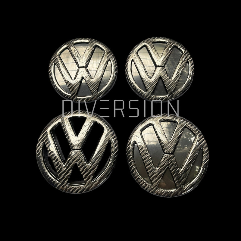 Volkswagen Polo MK5 6R / 6C Front And Rear Carbon Fibre Badges (2009 - 2017 Models)